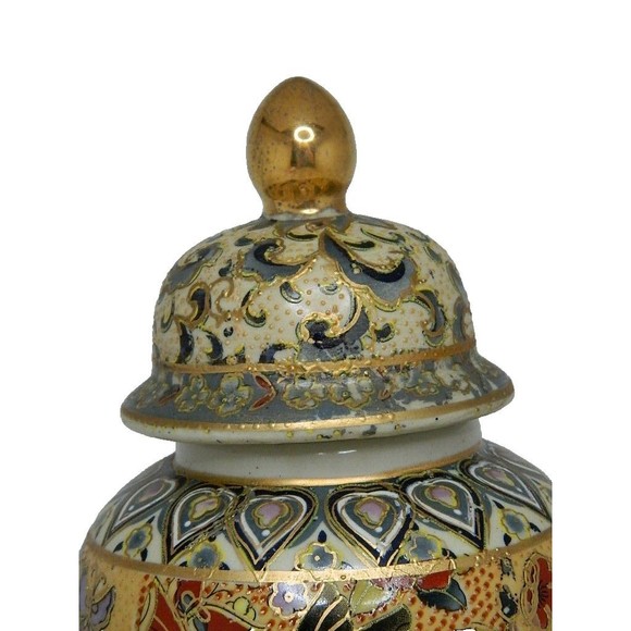 Garden Ridge Porcelain Vase with Lid Hand painted Butterflies & Flowers 11.75"H - Picture 8 of 15